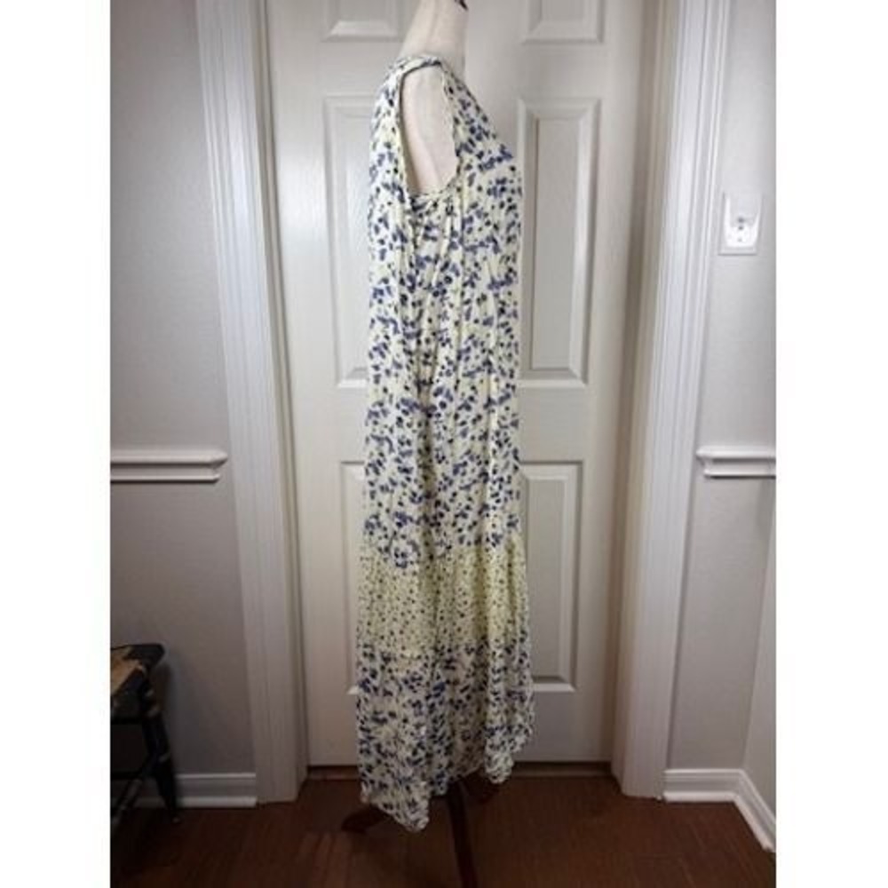 J.G. Hook Womens Blue Floral Rayon Sleeveless Tiered Maxi Dress Medium - Picture 2 of 4